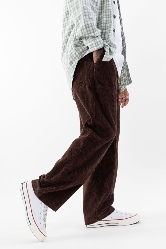 Loose Fit Corduroy Trousers // Brown - Urban Monkey® - UM24A_CORE_PT_A_S
