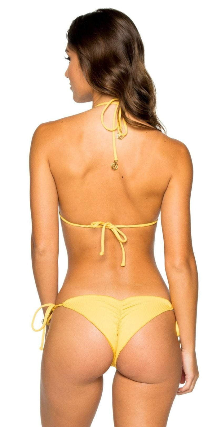 Luli Fama Costa del Sol Seamless Ruched Back Brazilian Tie Side in Yellow L50002P 476: