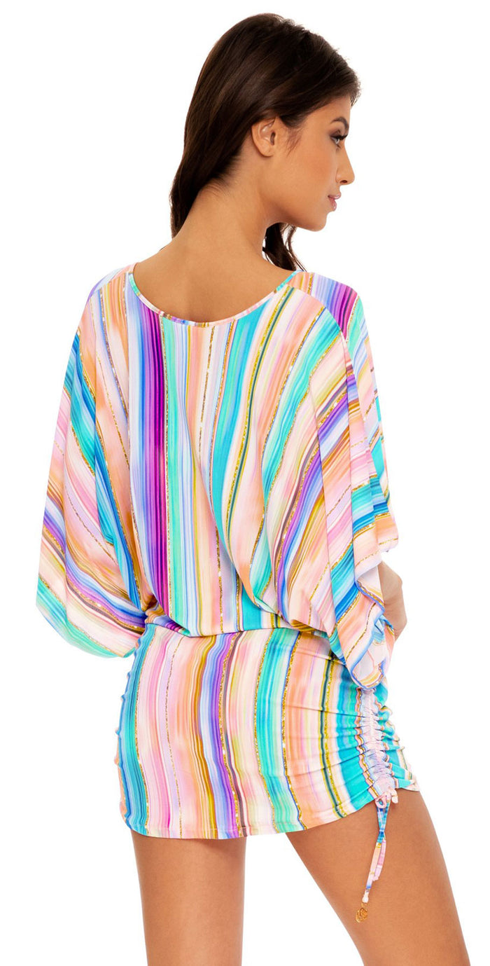 Luli Fama Heat Waves Cabana V-Neck Dress back