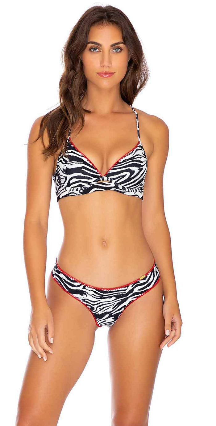 Luli Fama Jungle Queen Cross Back Bustier Top In Perla l236m63-003: