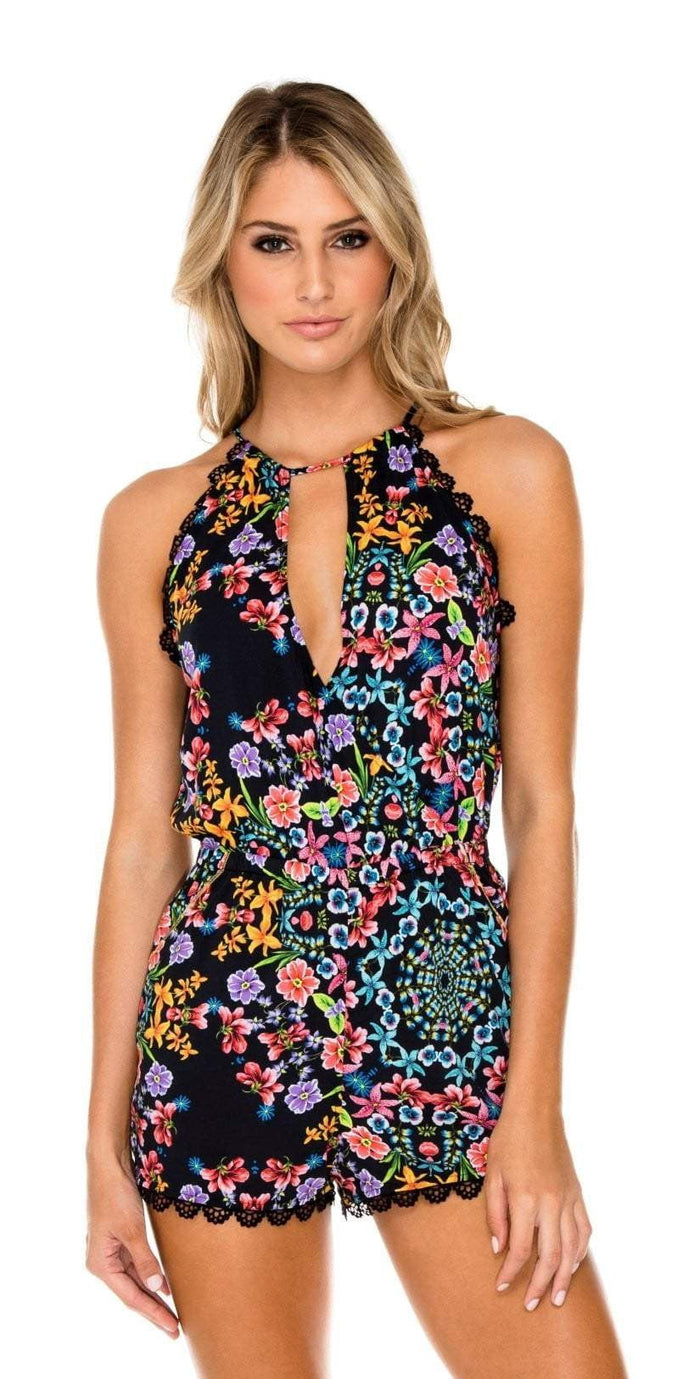 Luli Fama Noches de Sevilla Lace Trim Senorita Romper L586N73 111: