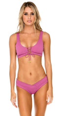 Luli Fama Orillas del Mar Lace Up Bralette in Raspberry L500N51 481: