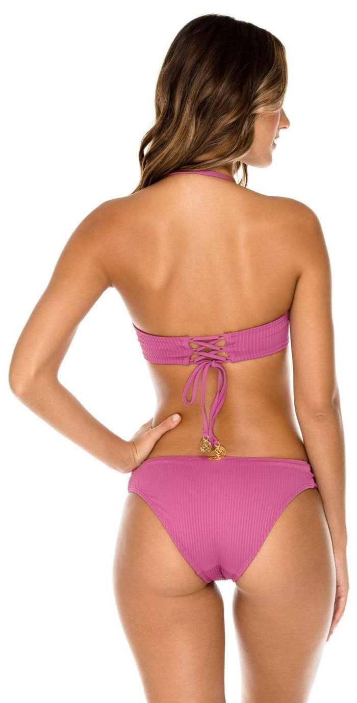 Luli Fama Orillas del Mar Peek-a-Boo Underwire Bandeau in Purple L500N61 481: