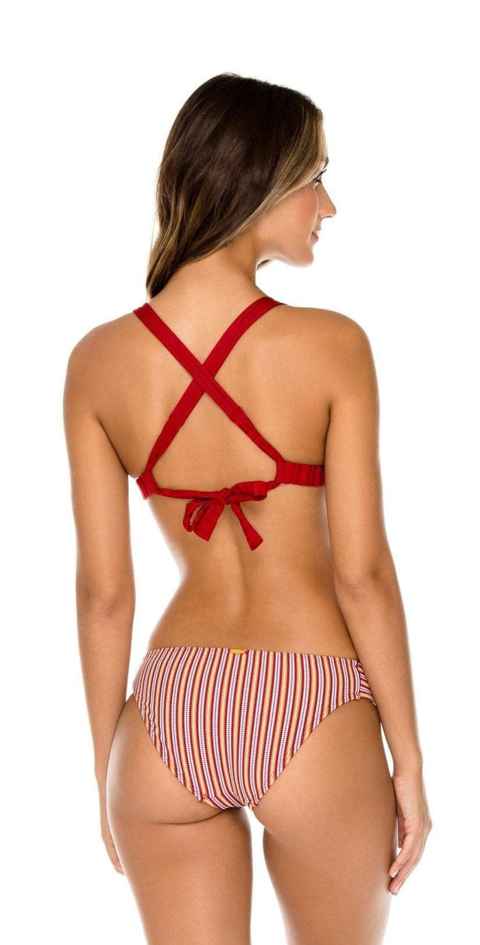 Luli Fama Torre de Oro Push Up Halter Top in Red L580M65 475: