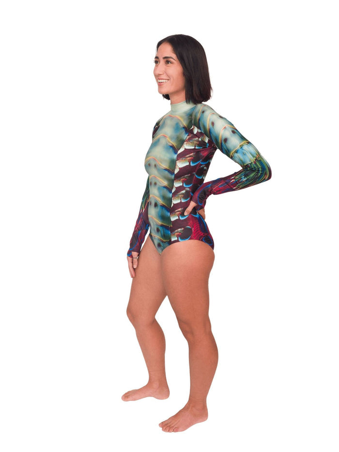 Model: Shireen is an underwater photographer, filmmaker, and scientist. She is 5'7", 145lbs, and wearing a size M Sun Suit.
