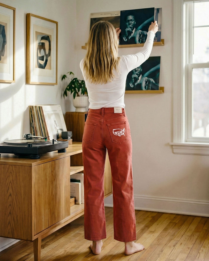 Marli Wide Leg Ankle || Flame Scarlet - USA Map