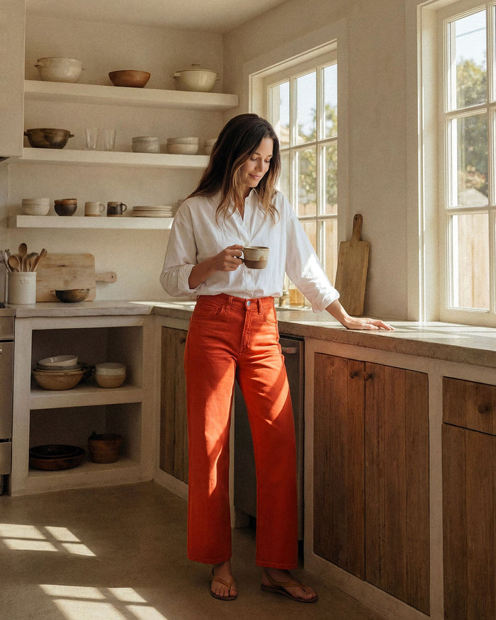 Marli Wide Leg Ankle || Flame Scarlet
