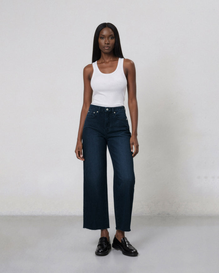 Marli Wide Leg Ankle With Raw Hem || Pebble