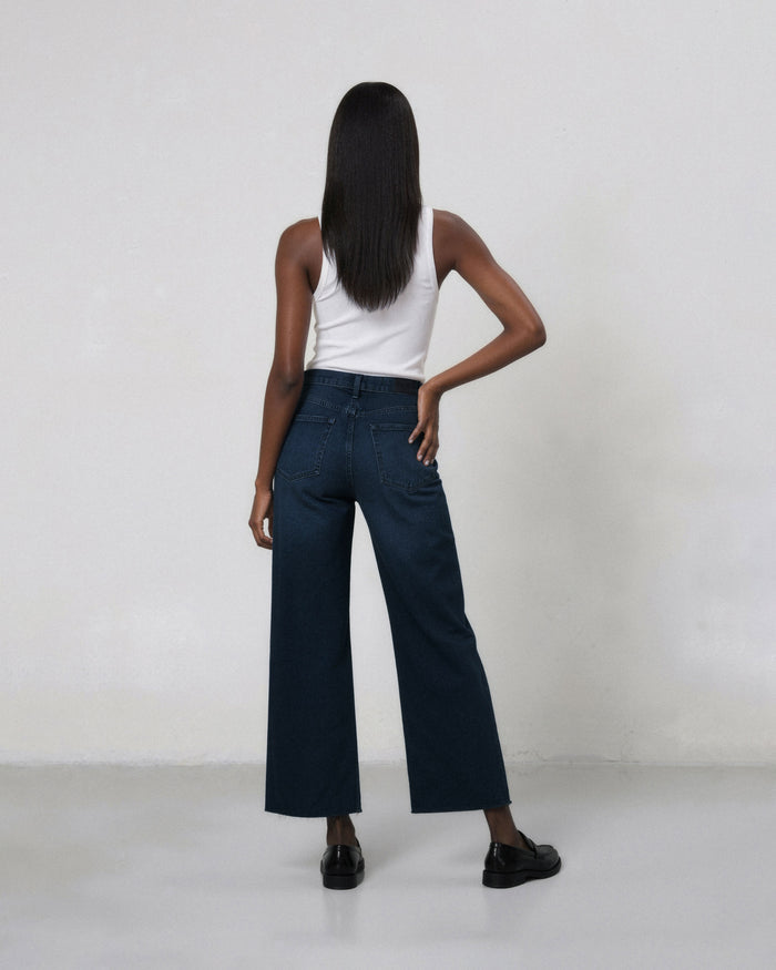 Marli Wide Leg Ankle With Raw Hem || Pebble