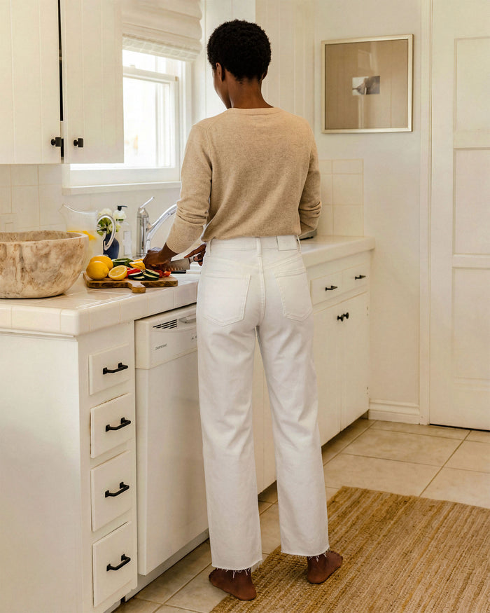 Marli Wide Leg With Raw Hem || Parchment