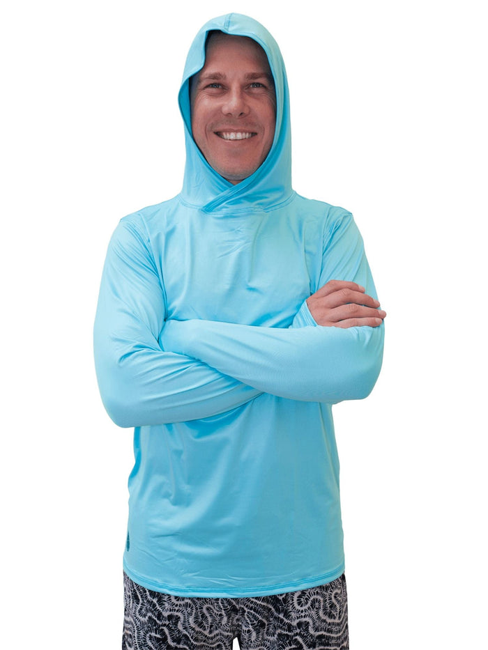 Men's Bahama Blue Hooded Sun Shirt | UPF 50+ | Waterlust