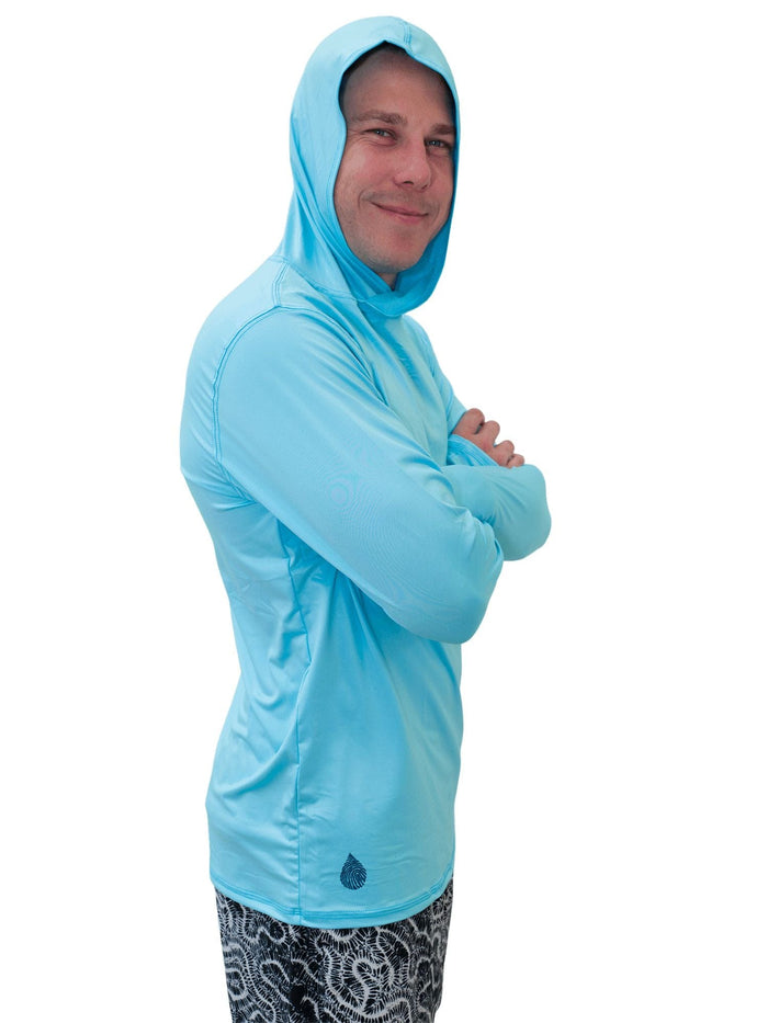 Men's Bahama Blue Hooded Sun Shirt | UPF 50+ | Waterlust