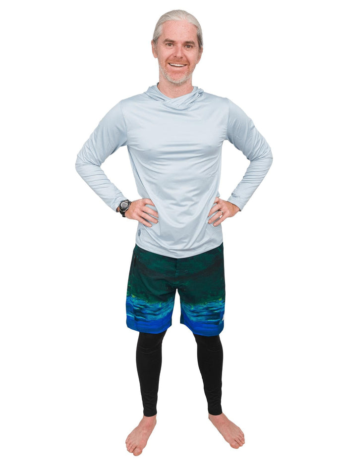 Model: Patrick is the CEO and founder of Waterlust. He is 6'1", 175lbs and wearing a size L legging, L sun shirt, and size 33 boardshorts.