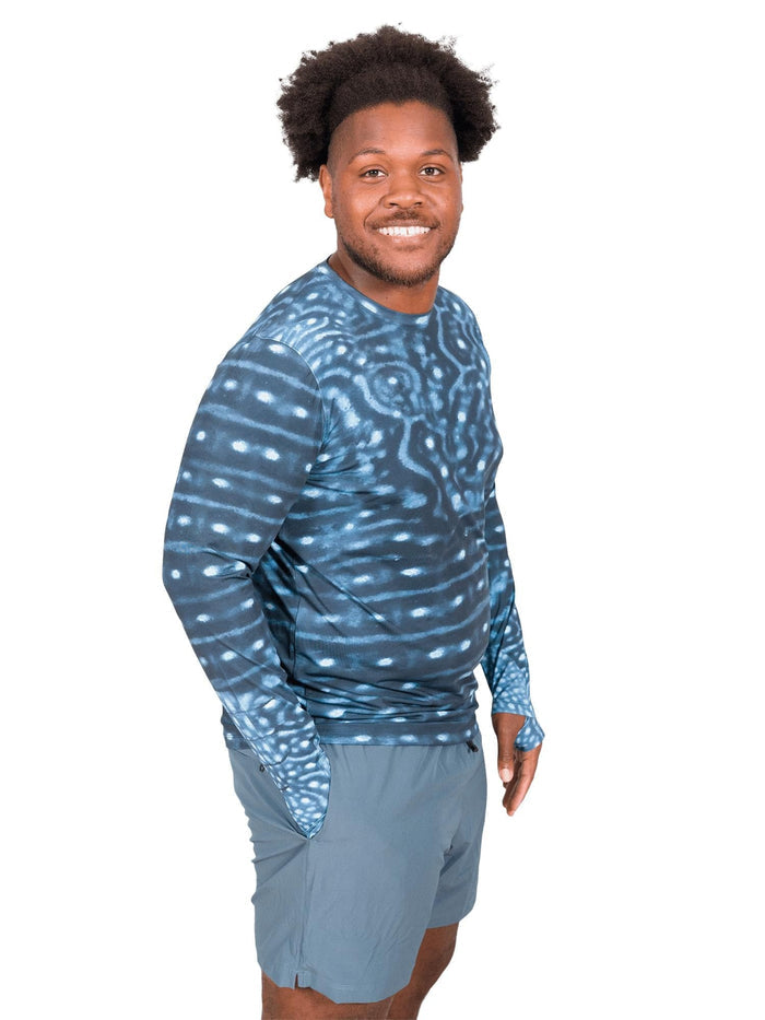 Model: Theo dedicates his free time to volunteering with local non-profits to remove debris from our waterways, and restoring habitats. He is 6'2", 260lbs, and is wearing a XL Men's Crew Neck Sun Shirt and 2XL Best Day Ever Short.