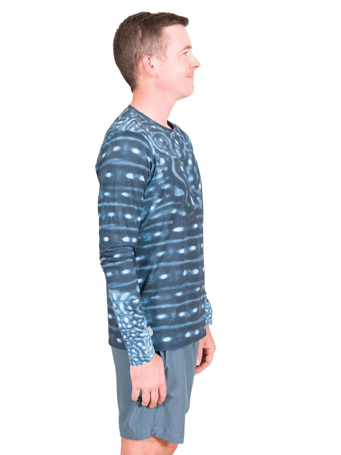 Model: Joe is a coral restoration ecologist and an avid runner. He is 5'10", 145lbs and  is wearing a S Men's Crew Neck Sun Shirt and S Best Day Ever Short.