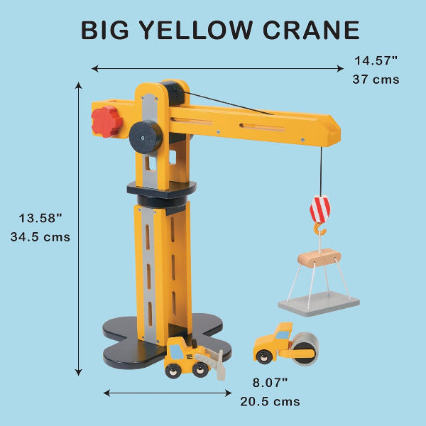 Toy crane with measurements