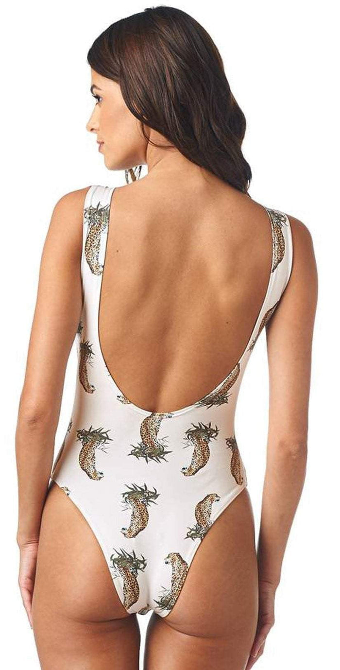 Montce DA Cheetah Repeat Lace-Up One Piece in Cream: