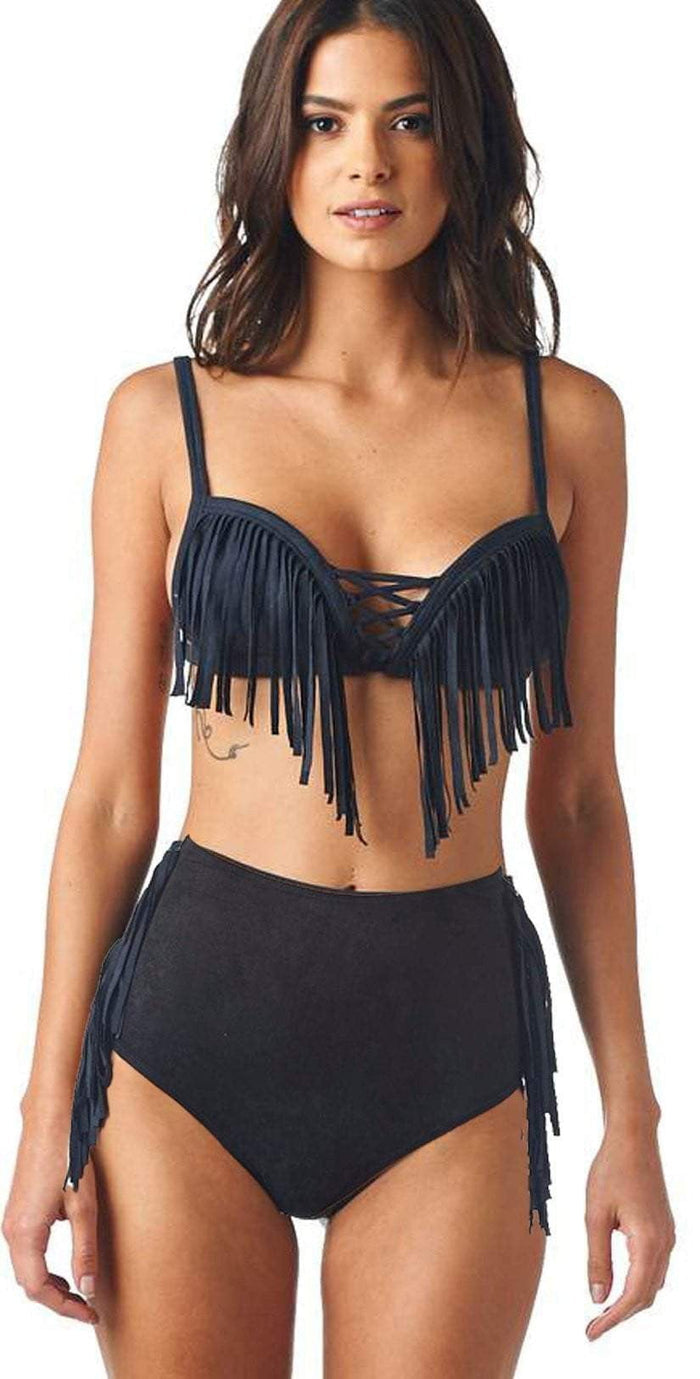 Montce Faux Suede High Rise Bottom in Black: