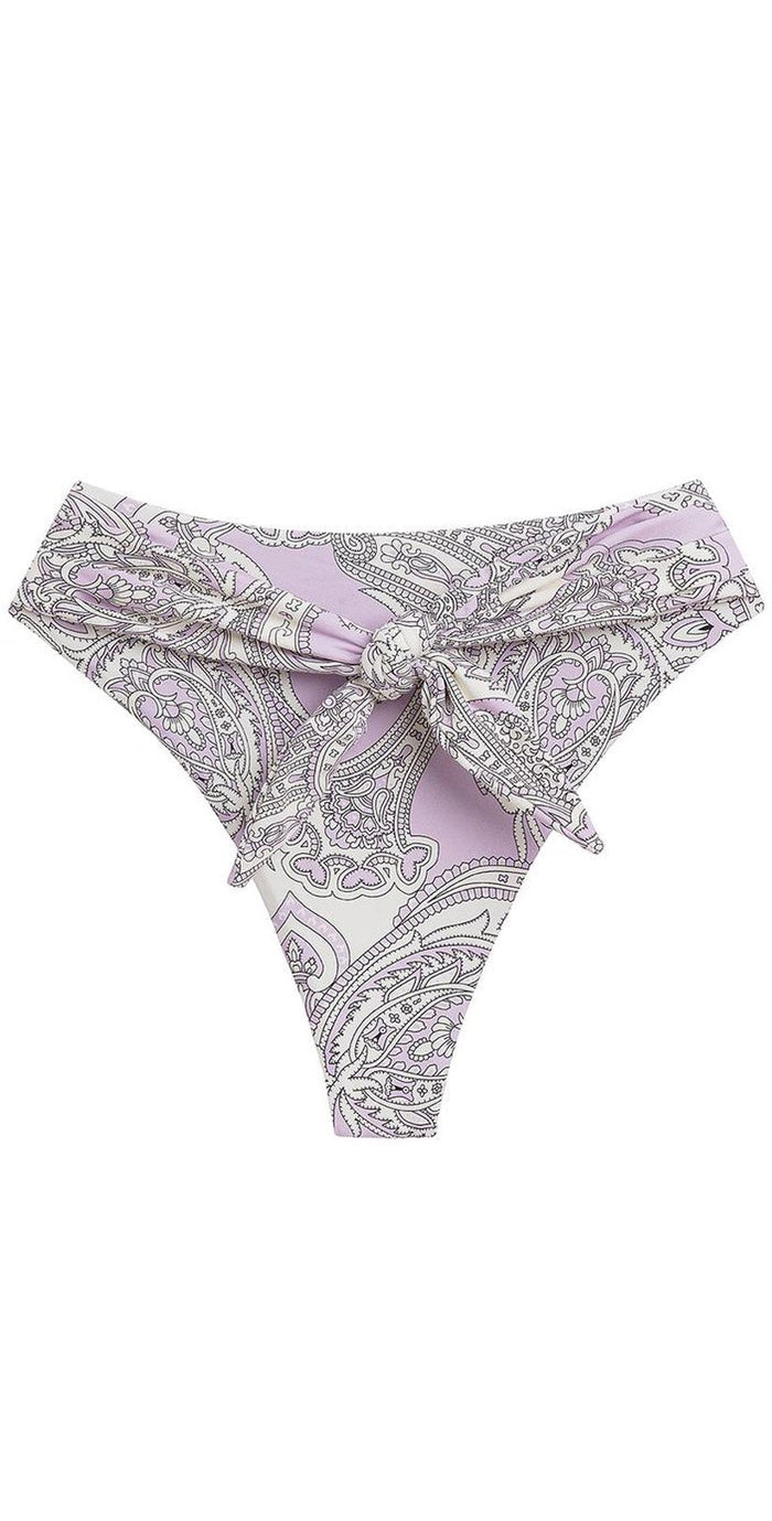 Montce Swim Paula Lilac Paisley Tie-Up Bikini Bottom front