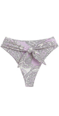 Montce Swim Paula Lilac Paisley Tie-Up Bikini Bottom front