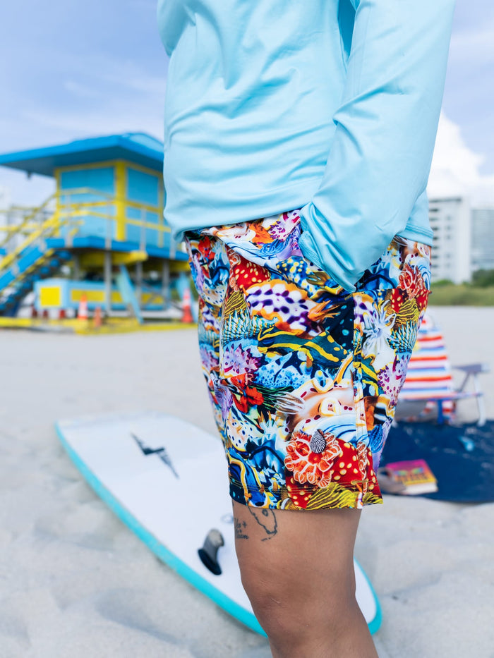 Model: RADskillZ is a citizen scientist and underwater photographer. They are 5'8", 203 lbs, and wearing an XL sun shirt and 2XL best day ever shorts.