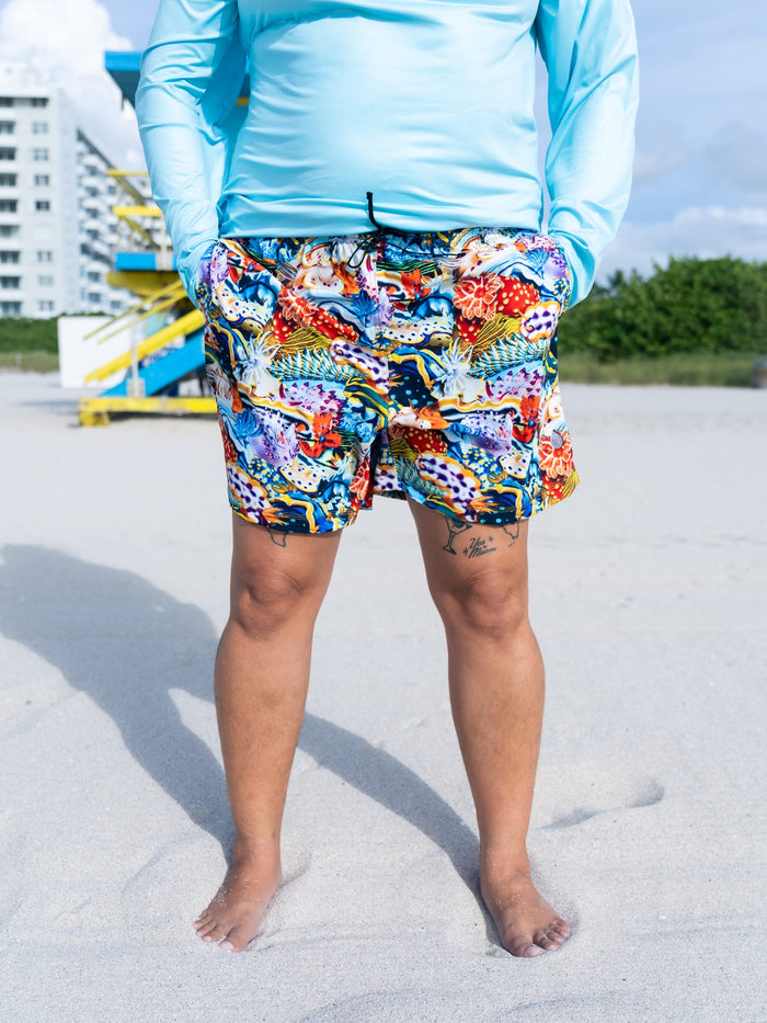 Model: RADskillZ is a citizen scientist and underwater photographer. They are 5'8", 203 lbs, and wearing an XL sun shirt and 2XL best day ever shorts.