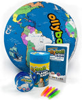 Oilyball Planet Earth educational toy set with globe, canisters, and markers on a white background