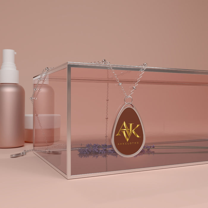 Oval Logo Necklace — Personalized Teardrop Pendant Necklace