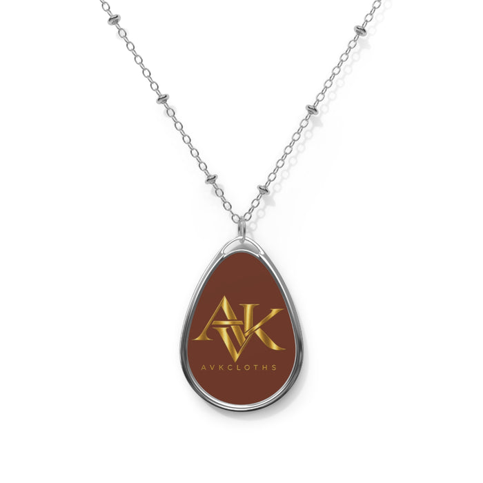 Oval Logo Necklace — Personalized Teardrop Pendant Necklace