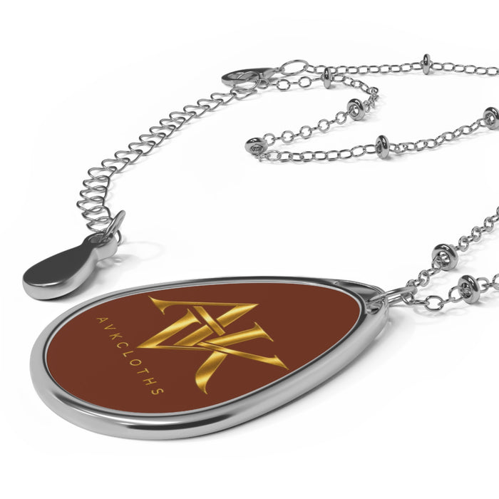 Oval Logo Necklace — Personalized Teardrop Pendant Necklace