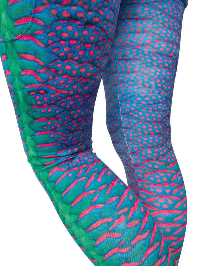 Close up view of the spots and scales of the parrotfish print on the back butt and thighs