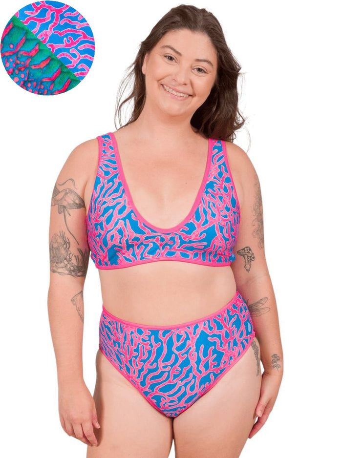 Model: Camilla is the Operations Manager here at Waterlust. She loves using her camera to communicate marine conservation issues. She is 5'8", 195 lbs, 36D and is wearing an XL Scoop Bikini Top and XL Classic Bikini Bottom.
