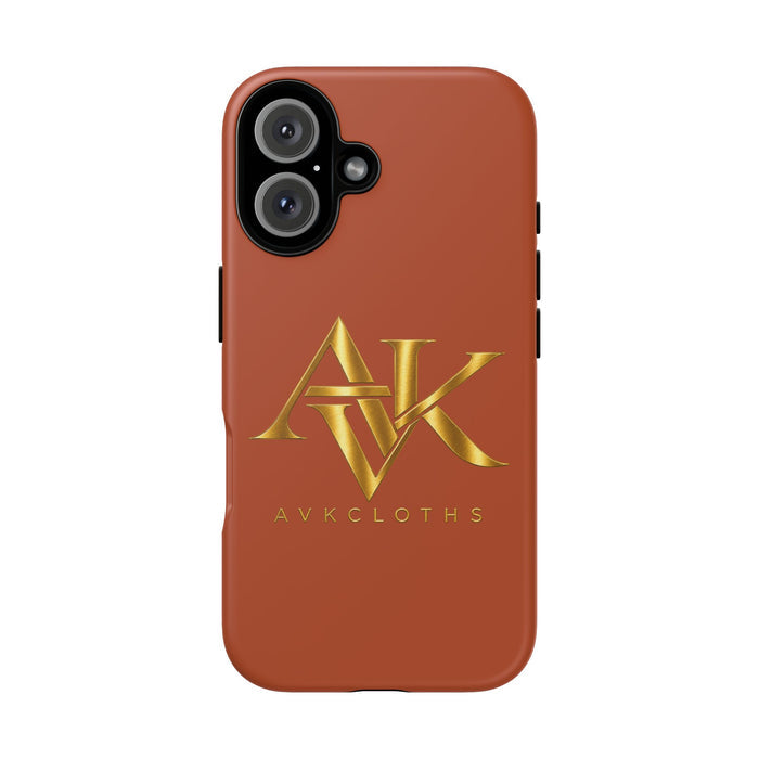Phone Case — Luxe Gold AVK Logo on Burnt Orange