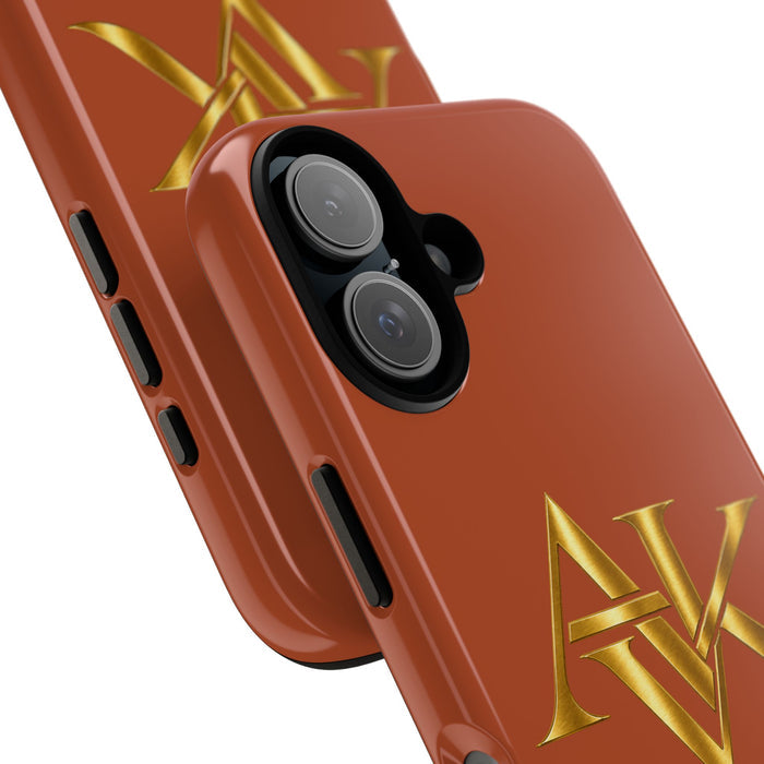 Phone Case — Luxe Gold AVK Logo on Burnt Orange