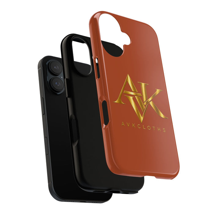 Phone Case — Luxe Gold AVK Logo on Burnt Orange