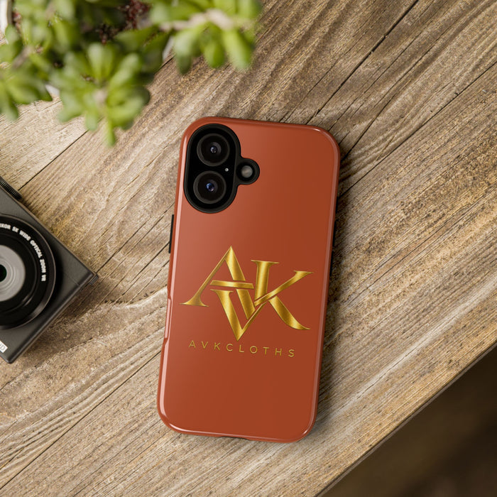 Phone Case — Luxe Gold AVK Logo on Burnt Orange