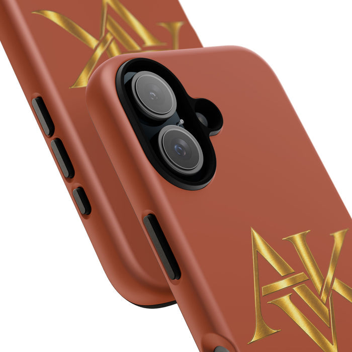 Phone Case — Luxe Gold AVK Logo on Burnt Orange