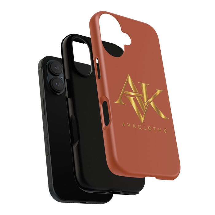 Phone Case — Luxe Gold AVK Logo on Burnt Orange