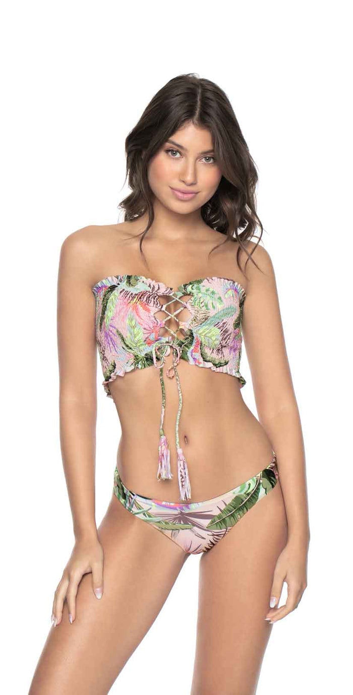 PilyQ Bahamas Smocked Bandeau Bikini Top  front