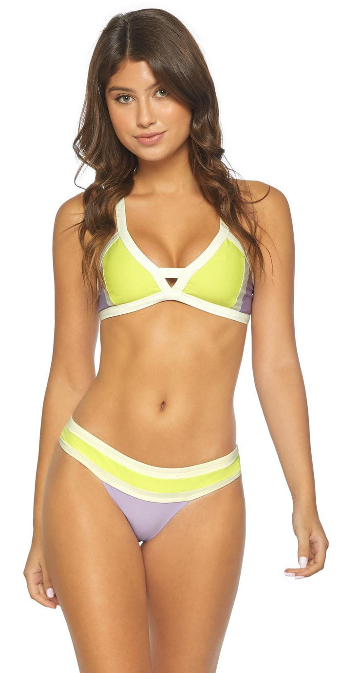 PilyQ Color Block Keyhole Halter Top in Lavender LAV-303H: