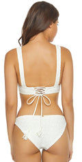 PilyQ Eyelet Basic Bikini Bottom in White: