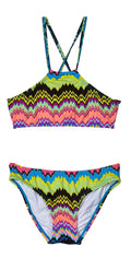 PilyQ Girl's Clara High Neck Bikini Set CLA-822B: