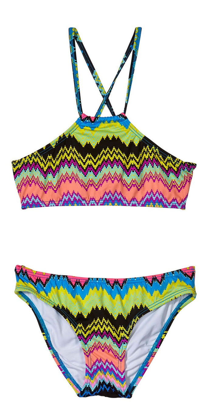 PilyQ Girl's Clara High Neck Bikini Set CLA-822B: