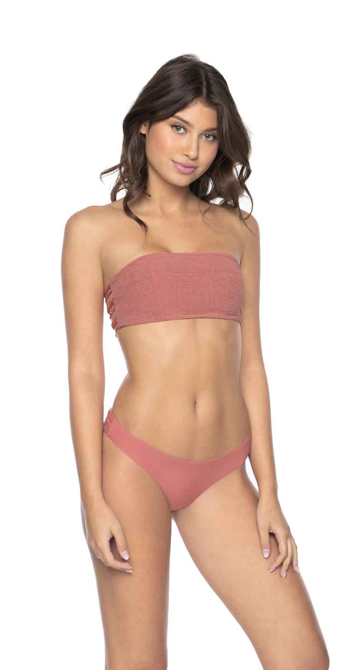 PilyQ Lotus Basic Ruched Full Bikini Bottom front
