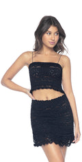 PilyQ Midnight Smocked Lace Skirt  front