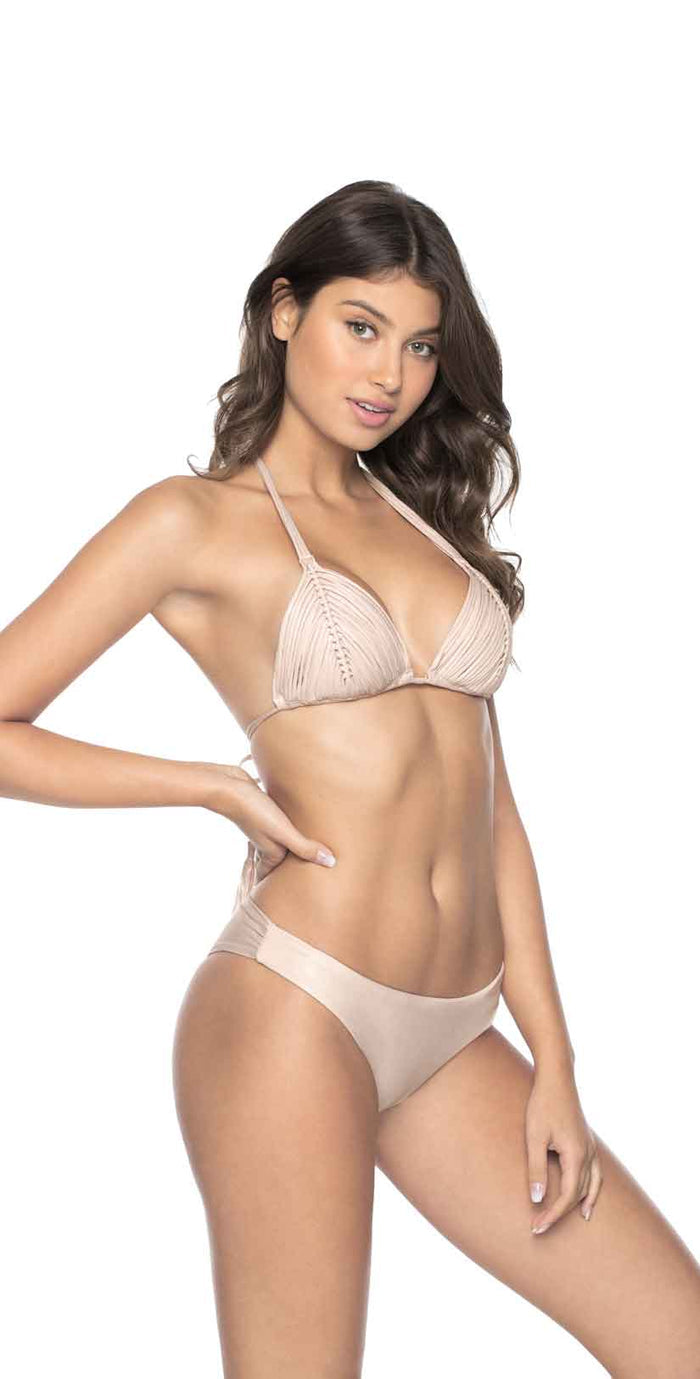 PilyQ Seashell Basic Ruched Teeny Bottom front