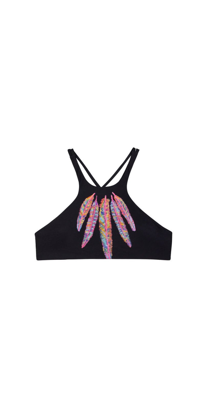 PilyQ Vida Gypsy Halter Top in Black VID-171H: