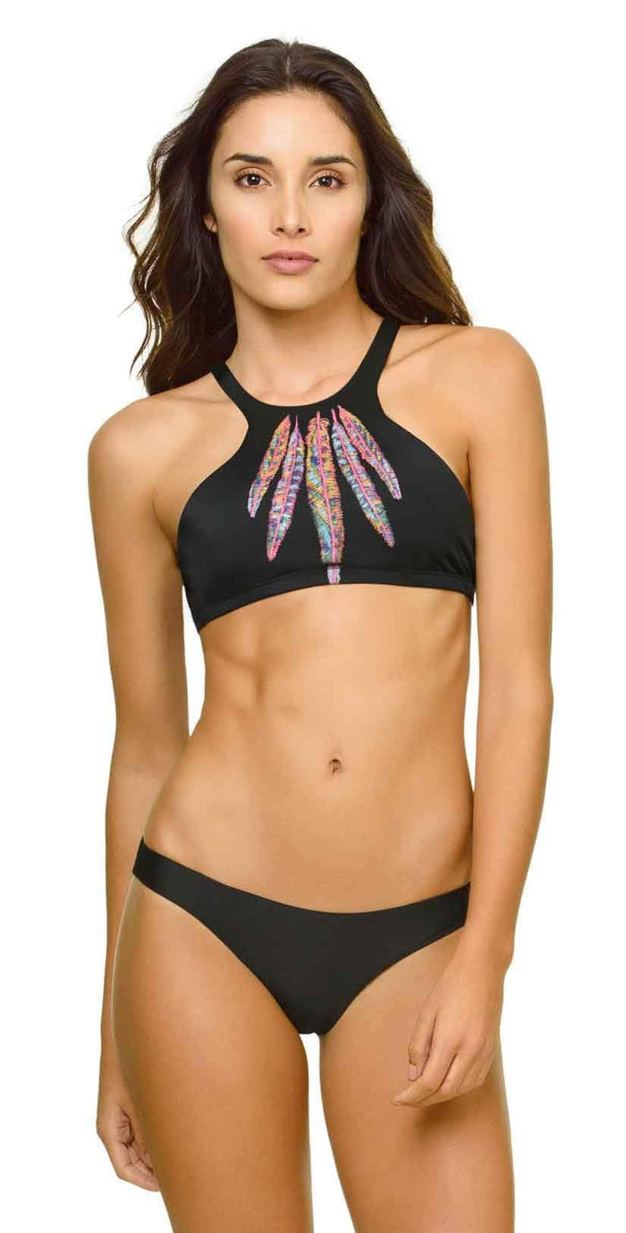 PilyQ Vida Gypsy Halter Top in Black VID-171H: