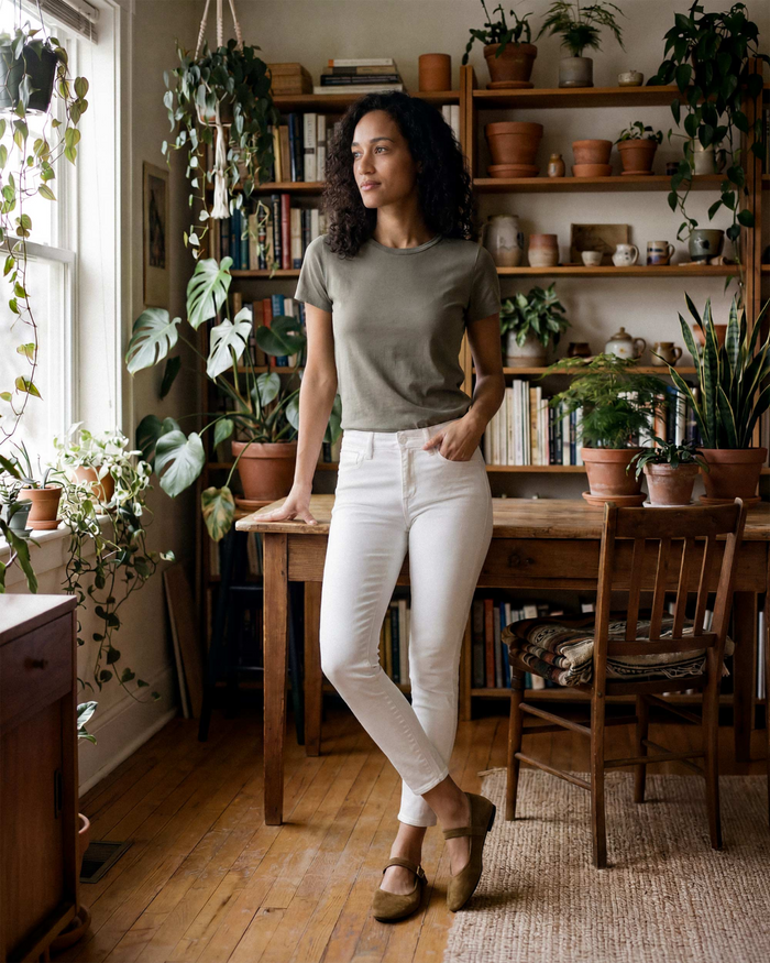Pixie Skinny Crop || Optic White