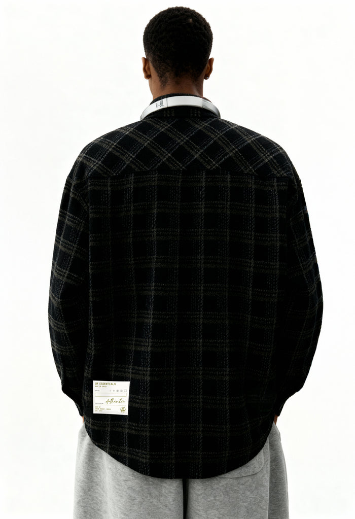 Plaid Long Sleeve Shirt // Black Urban Monkey®